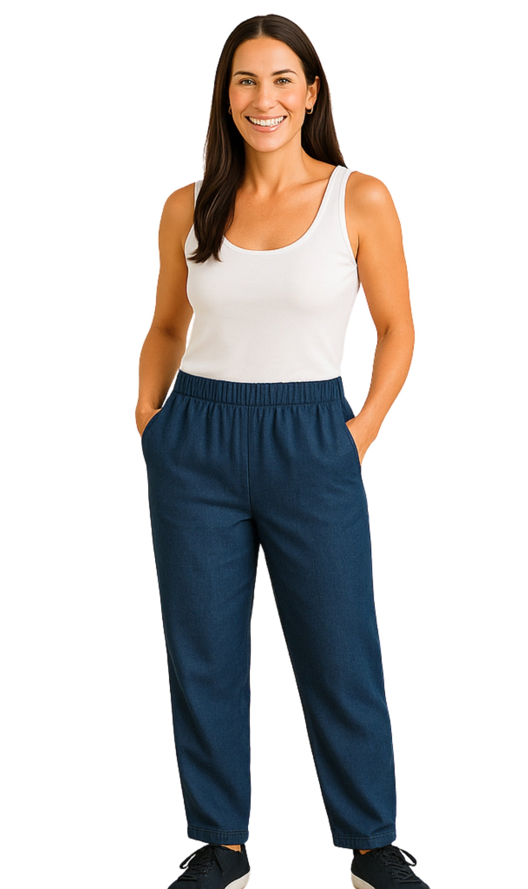 Women's Lightweight Pull-On Denim Jeans with Elastic Waist